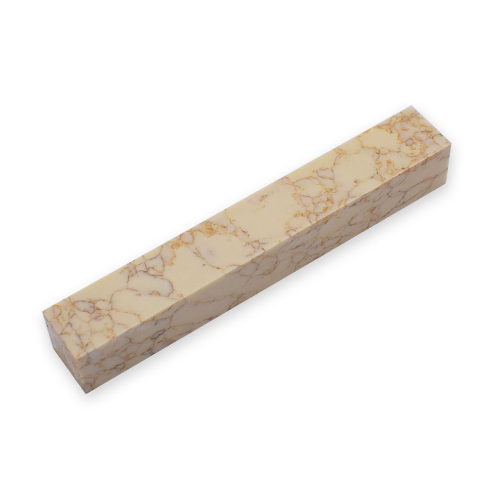 Pen blank - Steinlux - 130x18x18 mm - Beige mit Goldadern - Pfeifenecke